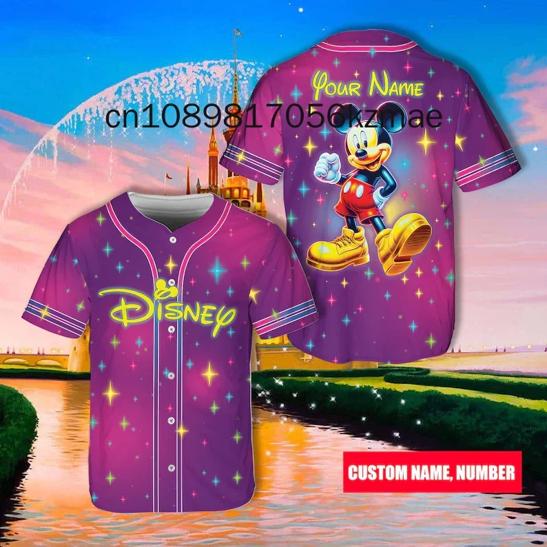 Custom Disneyland Sparkling Gradient Baseball Jersey Disney Donlad Duck Vacation Jersey For Baseball Lovers Magic Kingdom Jersey