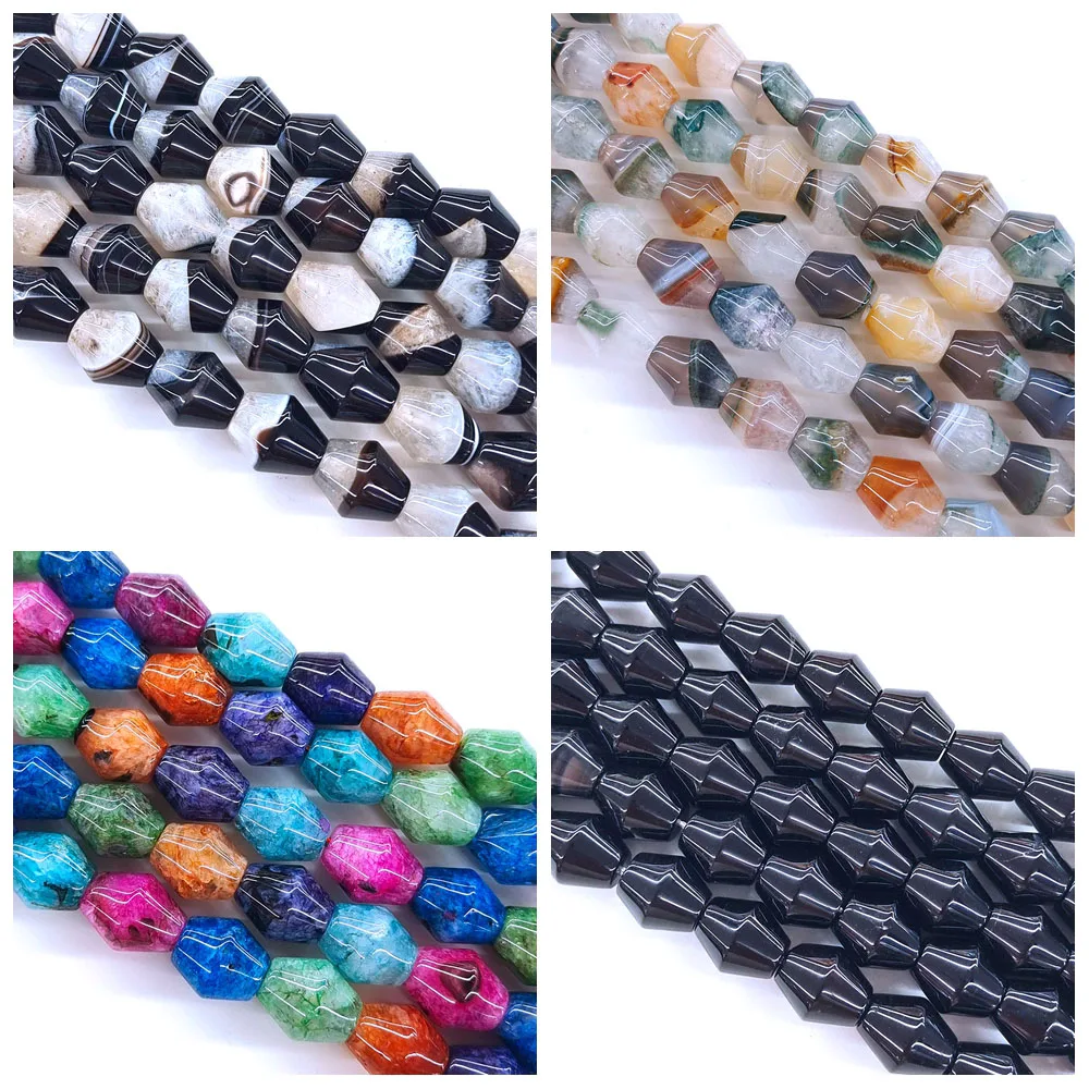 15x13mm Lantern Shape Bead Natural Gemstone Uruguayan Agate Crystal Quartz Bicone Beads For DIY Stone Jewelry Making Accessories