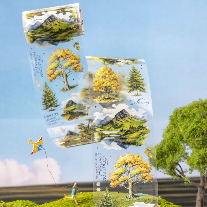 6แพ็ค/ล็อตภูมิทัศน์ของต้นไม้ชุดน่ารักน่ารักRetroตกแต่งเทปPET