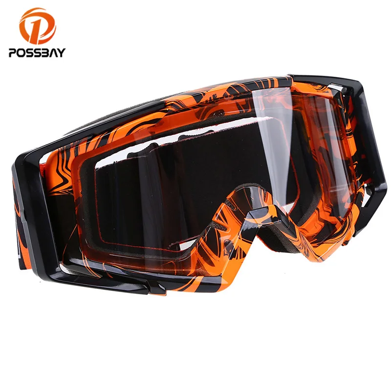 

POSSBAY Motorcycle Goggles Glasses Orange Multi Color Ski Goggles Motocross Goggles Helmet Punk Cycling Motorbike Eyewear