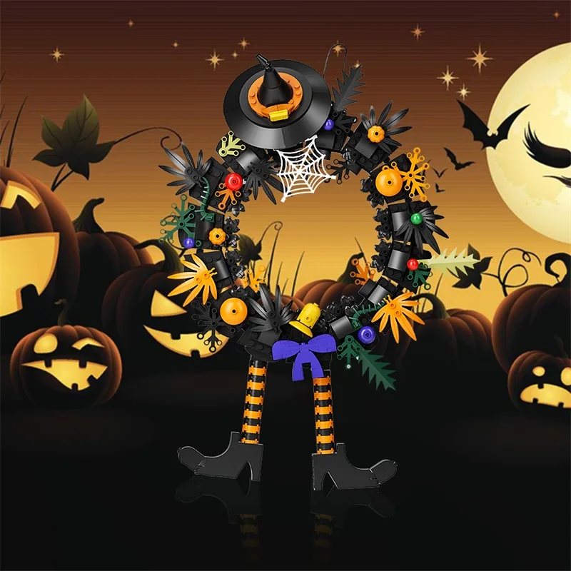 

MOC Хэллоуин венок модель строительные блоки праздник событие вечерние украшения украшения гирлянда собранные кирпичи игрушки праздничные подарки