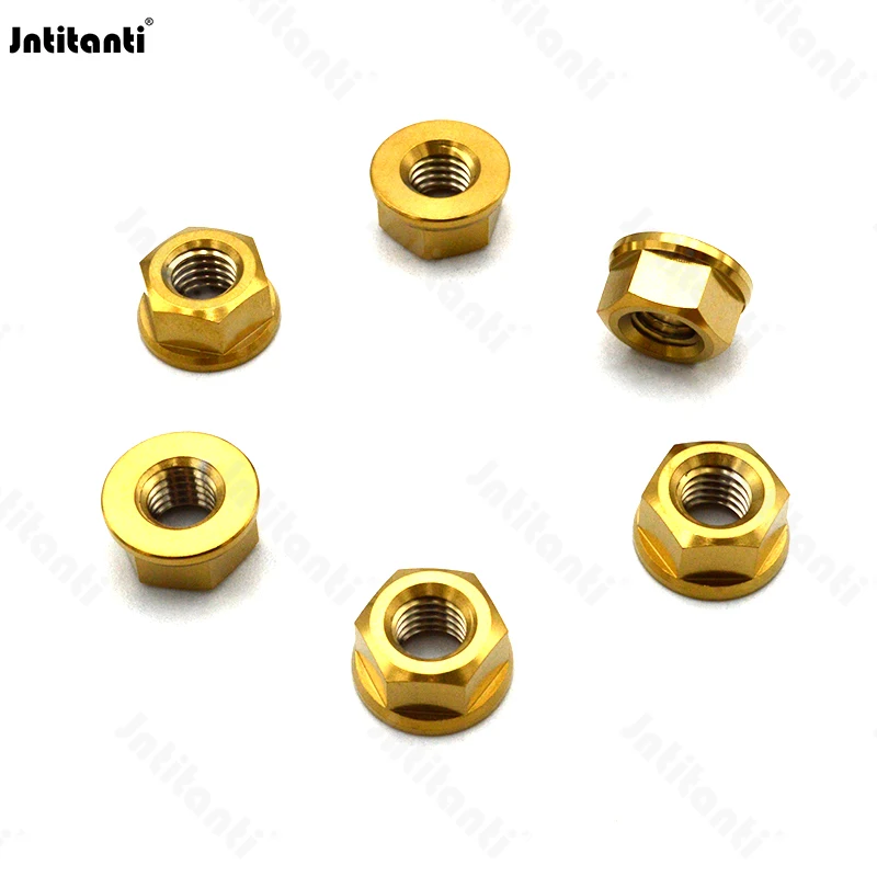 Jntitanti Gr5 Titanium hex flange Nut cap Spinlock Flange Nut M5 M6 M7 M8 M9 M10 for Bicycle Motorcycle racing car etc