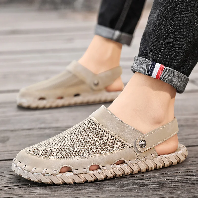 Outdoor Men Leather Sandals for Men Beach Shoes Roman mens Shoes