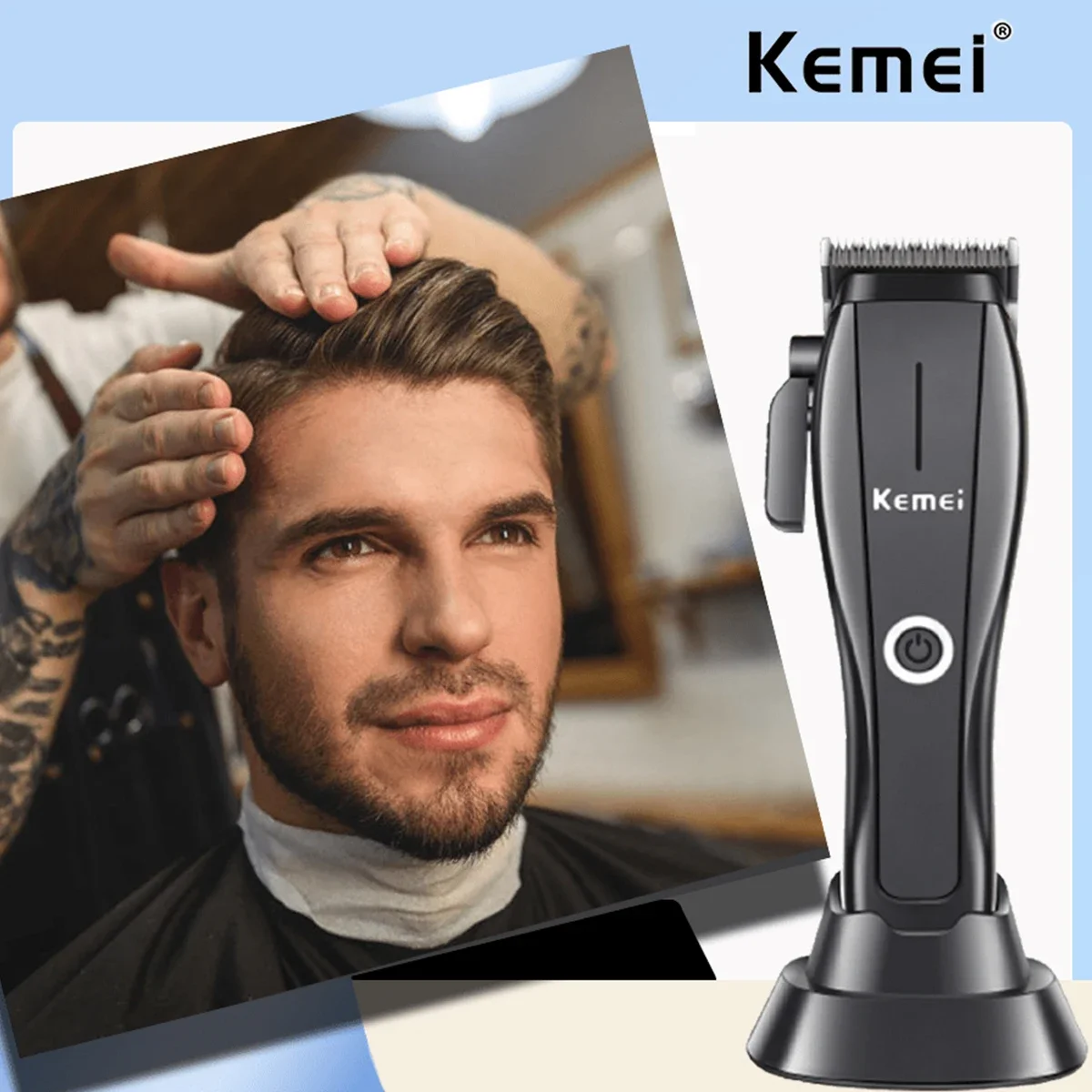 Kemei KM-2286 Professional Haircut Machine for Men Base Charger Hair Clipper Hair Cutting Machine DLC Blade Hair Trimmer Machine