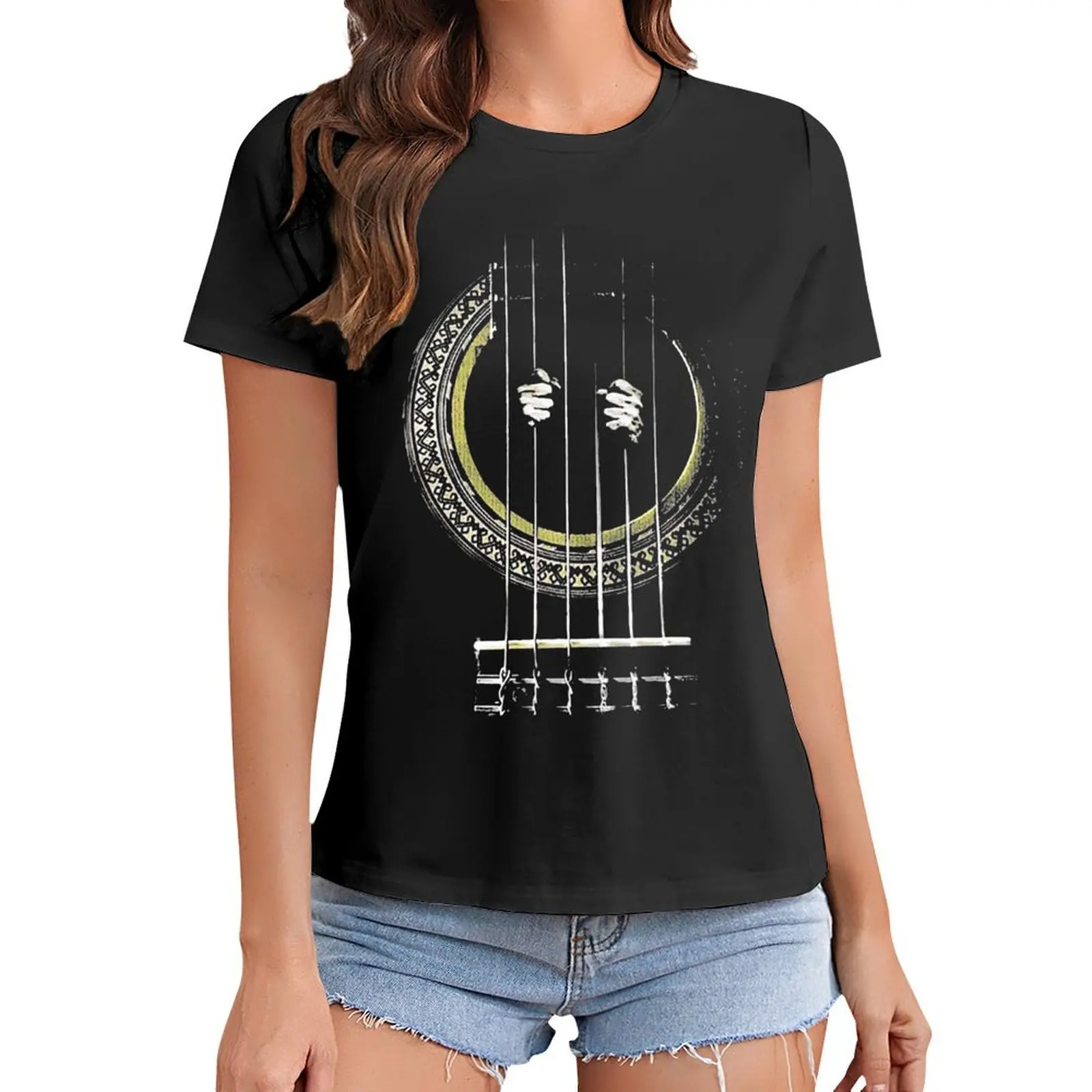 

GUITAR SHIRT GUITAR PRISONER T-Shirt oversized kawaii clothes blacks cute tops tshirts for Women