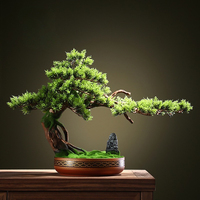 Simulated welcome pine bonsai ornament Chinese flower stand landscape landscaping porch office living room desktop decoration