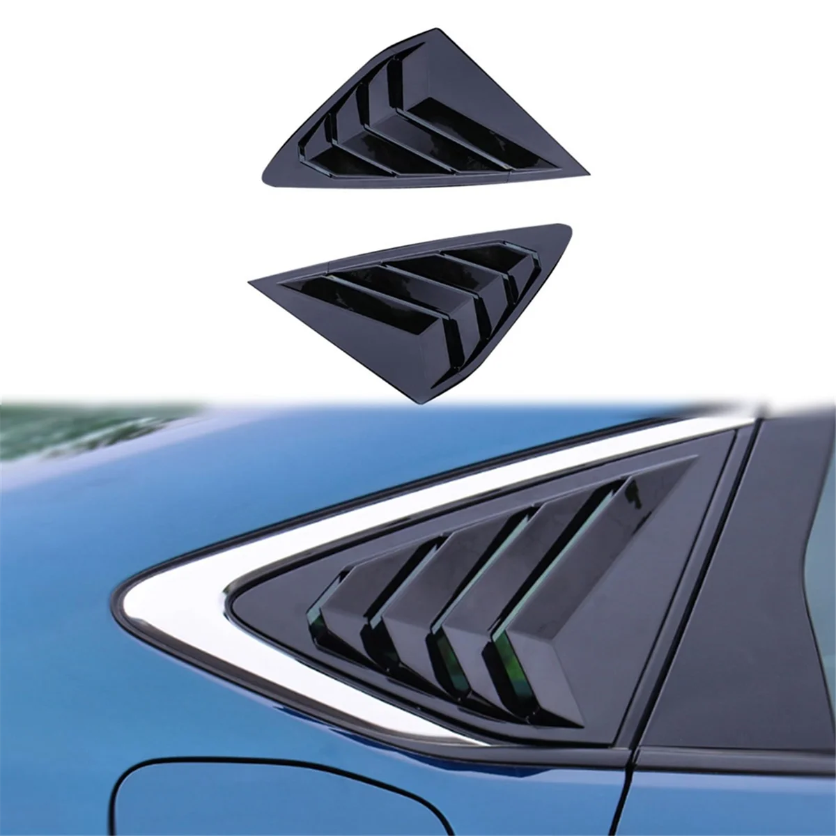 Rear Side Window Louvers Spoiler for Honda Accord 2023 2024 11Th Accessories Air Vent Scoop Shade Cover - Bright Black