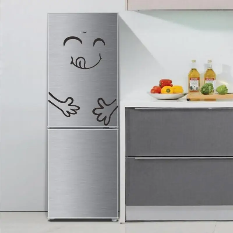 Cute Sticker Fridge Happy Delicious Face Kitchen Fridge Wall Refrigerator Vinyl Stickers Art Wall Decal Home Decor Dropshipping