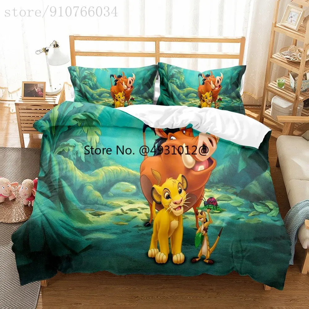 

2024 Lion King Simba Bedding Set Cartoon Character Printed Baby Duvet Cover Set Children Bed Twin Full Queen King Size Gifts