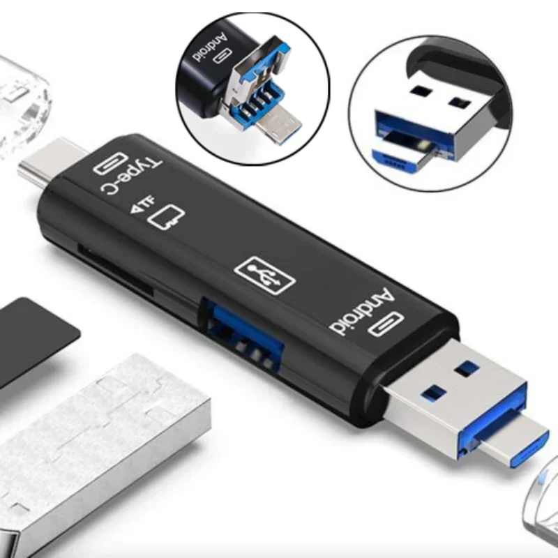 5 in 1 Multifunction USB 3.0 Type C/Usb /Micro Usb/Tf Memory Card Reader High-speed Computer OTG Card Reader Adapter Cardreaders