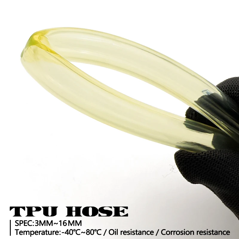 Yellow TPU Fuel Gas Tube Anti-Leak High Pressure Oil Resistant Flexible Pipe ID 3 5 8 10 12 16mm For Motorcycle Car Generator