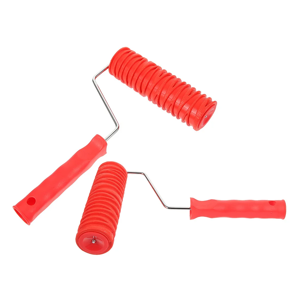 

2Pcs Rubber Paint Roller with Clear Embossing Texture Wear-Resistant Drywall Painting Roller for DIY Home Decor Textured Wall