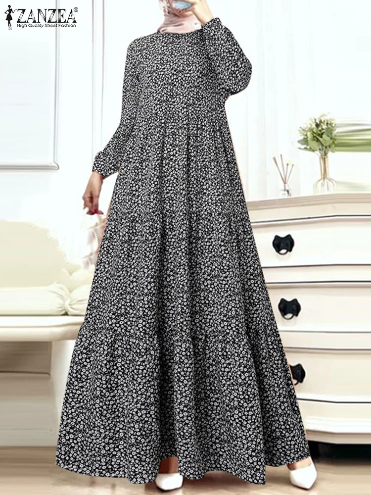 

ZANZEA Bohemain Muslim Long Dress Long Sleeve Floral Printed Maxi Dresses For Women Ramadan Abaya IsIamic Clothing Vestidos Robe