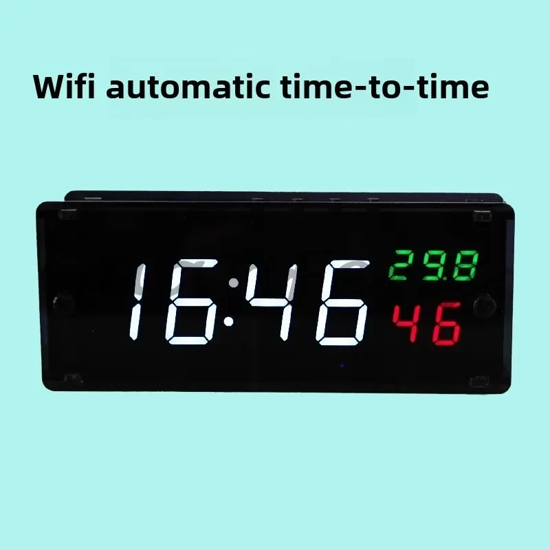 خدمة وقت NTP، مزامنة الوقت التلقائي، وحدة ساعة LED أنبوبية رقمية مقاس 0.8 بوصة، يعتم ذكي
