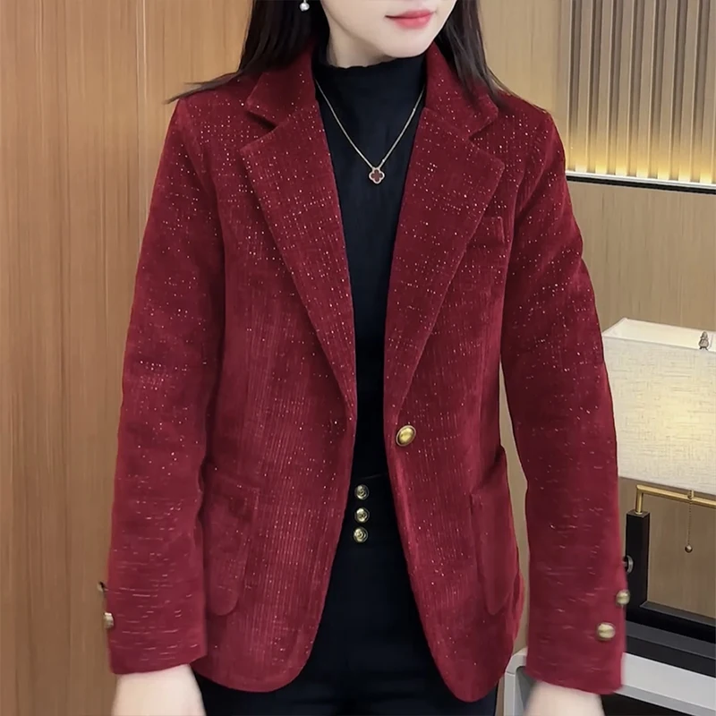 Women's Vintage Small Fragrant Style Short Woolen Blazer Coats French Commuting Loose Single Breasted Woolen Suit Collar Coats