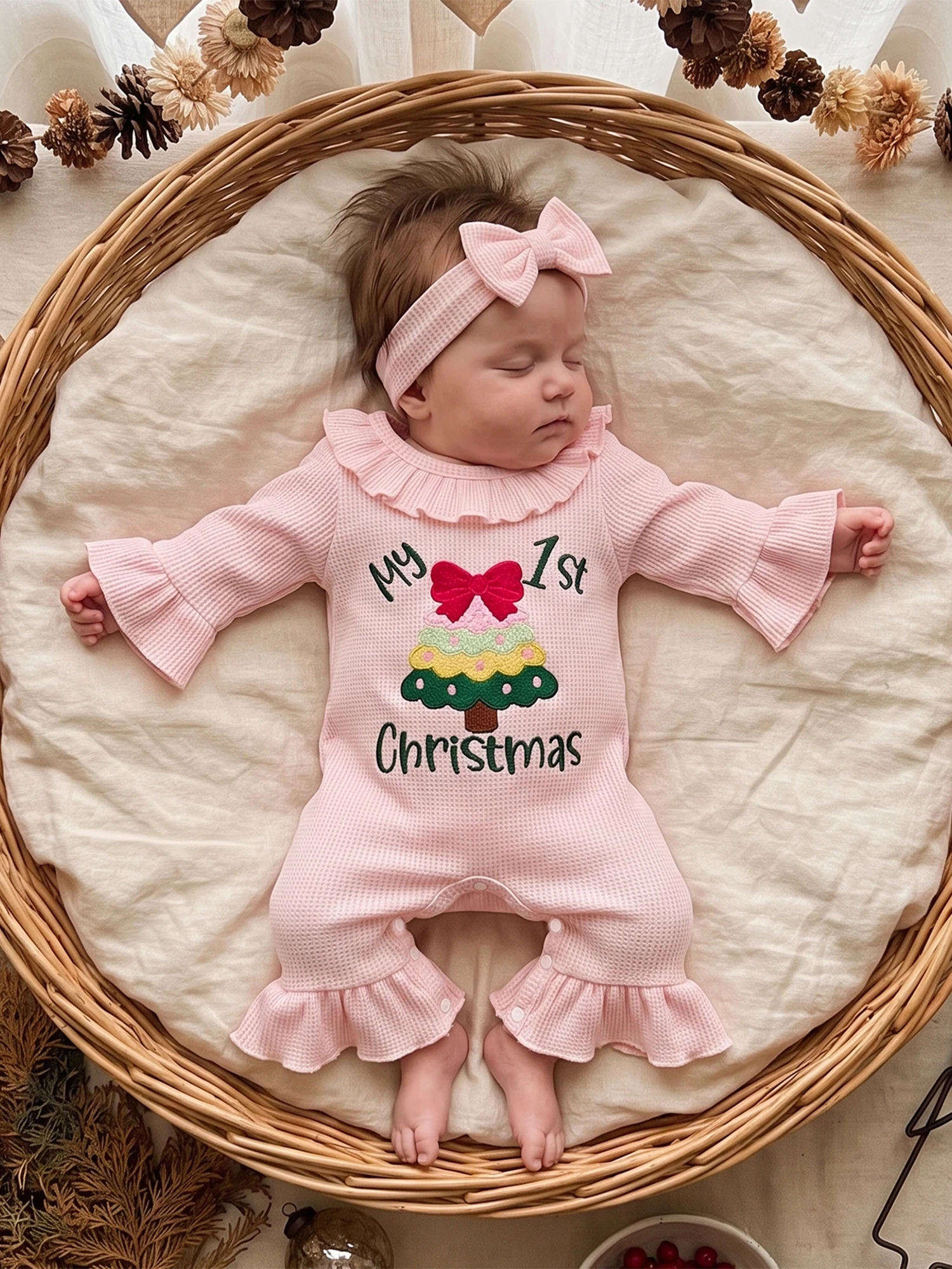 Infant Girl Christmas Sleeve Crew Outfit Girl Neck Romper Sleeve-Crew-Neck Outfit Long Outfit Long Sleeve Latest
