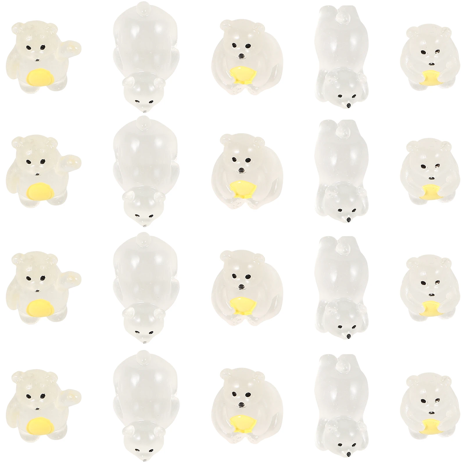 

20 Pcs Bear Figurines Mini Resin Animals Adorable Statue Delicate Ornament Garden Accessories Courtyard Decor Lawn