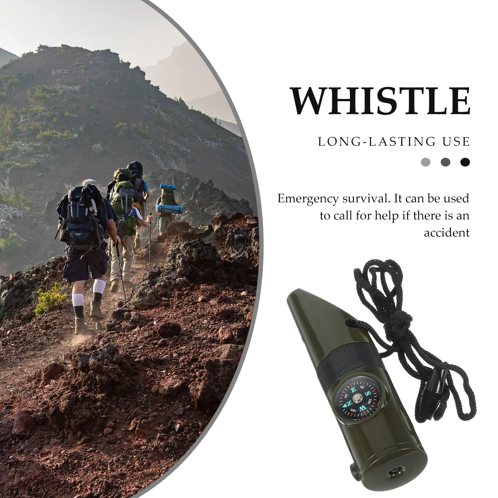 2Pcs Multi-Functional Survival Whistles Compass Thermometer LED Light Magnifier Emergency Camping Hiking Outdoor Tools