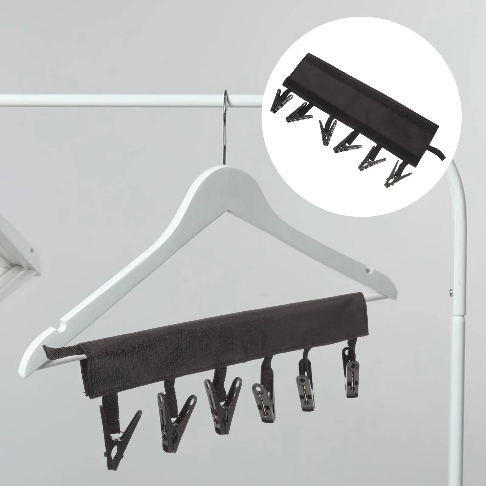 

Portable Foldable Cloth Hanger 6 Clips for Towels Bras Underwear Lingerie Socks Swimsuits Adjustable Storage