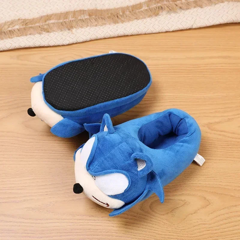 Sonic The Hedgehog Cosplay Plushes Slippers Cute Cartoon Children Non-Slip Winter Warm Cotton Shoes Kawaii Couple Home Slippers