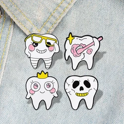 Pins Tooth decay Protecting Dental Health Skeleton Pines Badge Lapel for Women Jewelry Bijoux Fashion Teeth Tooth Metal Enamel