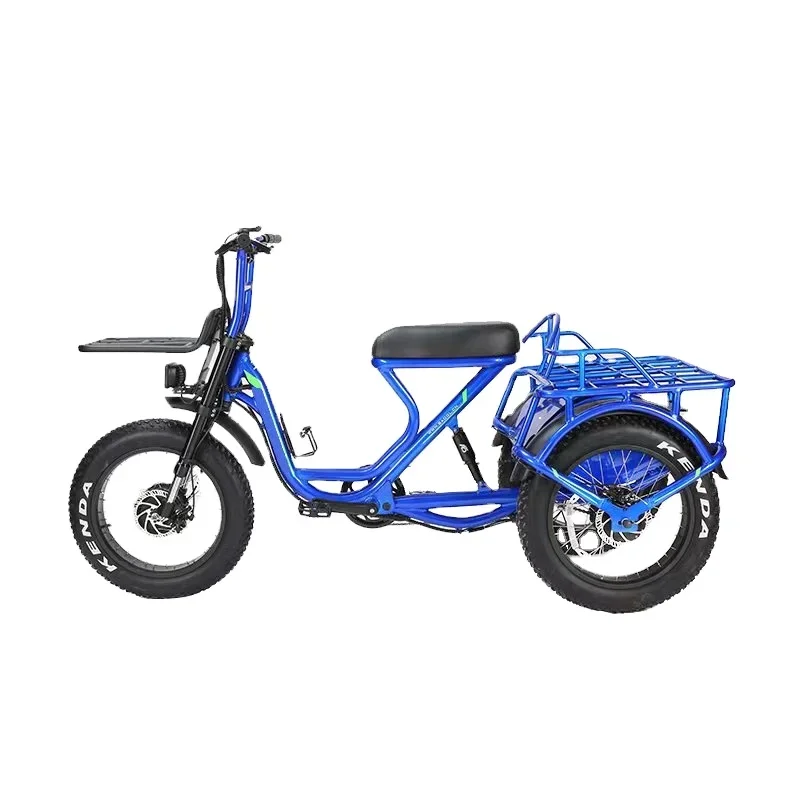 Electric Tricycle Hunting Cargo Electric Trike 20 Inch Fat Tire Electric Bike 3 Wheel E Trike with 48V 500W Dual Motor