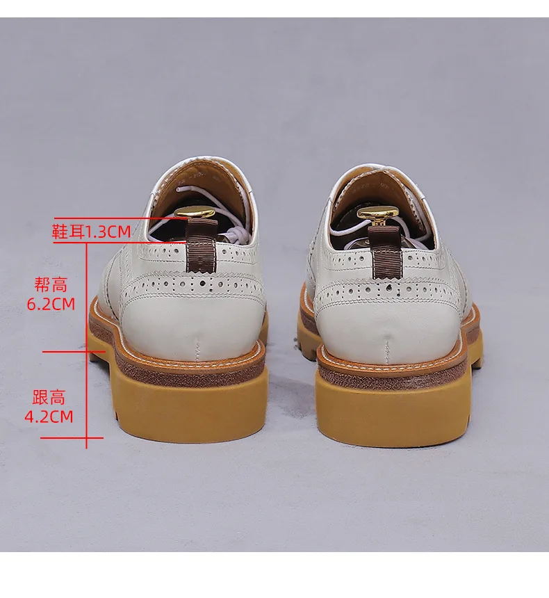 Men's Brogue Dress Shoe for Wedding Office Thick Sole Wingtip Oxfords Genuine Leather Height Increasing Casual Business Footwear