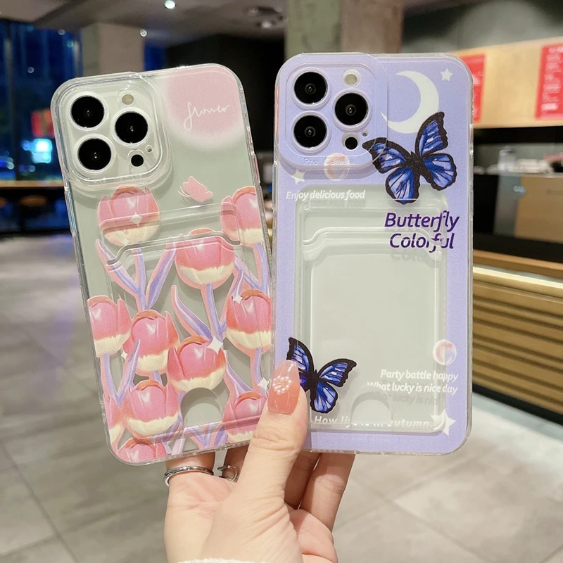 For Huawei Nova 10 9 6 Pro SE 8 8i 7i 5T 4E 3i 2 Lite Case With Wallet Holder Card Tulip Butterfly Cases