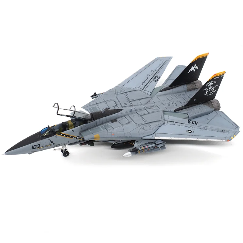 1/144 Scale US Navy F-14B F14B F14 Tomcat Fighter VF-103 Pirate Flag Squadron Alloy Aircraft Model Commemorative Collection