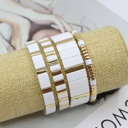 Bohemian Enamel White Cold Wind Autumn and Winter Models Stacking All-match Street Style Fashion Women's Bracelet Bangle Jewelry