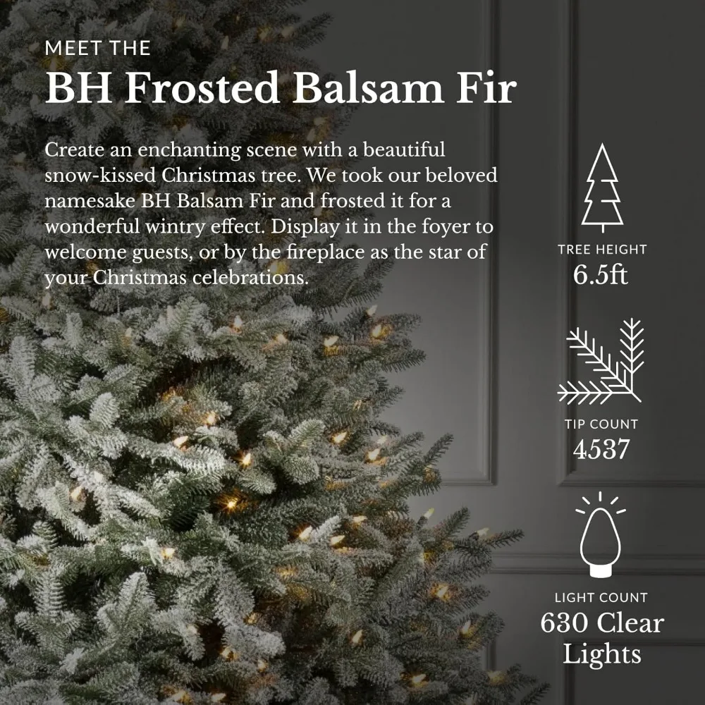 Christmas tree.6.5ft Pre-Lit Frosted BH Balsam Fir Artificial Christmas Tree with LED Clear Lights53