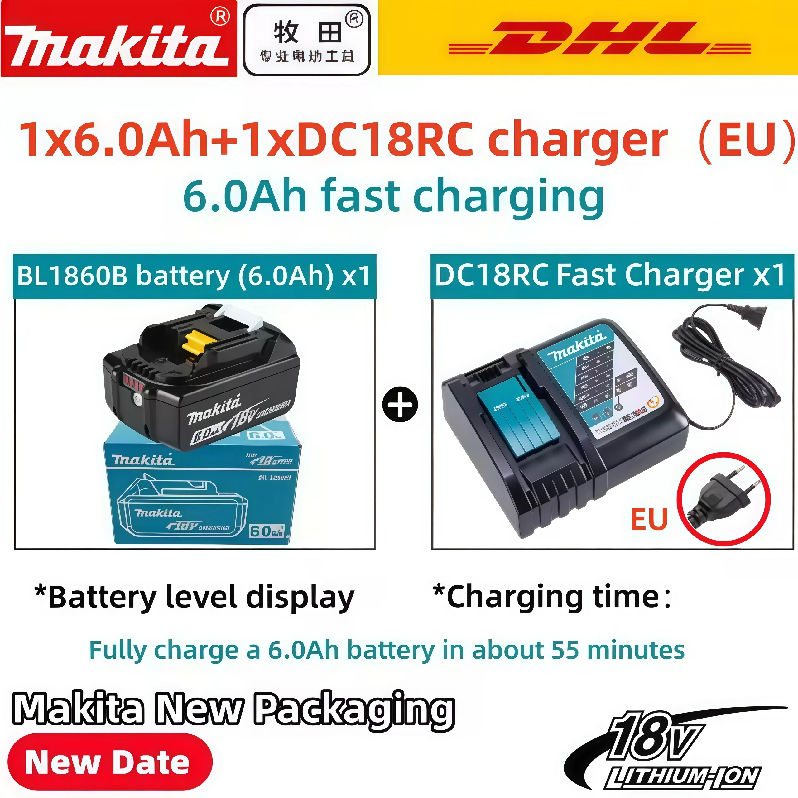 2026 Authentic Makita 6.0Ah Battery, Hot Selling 18V Tools Battery, Replaceable BL1830B L1840B L1850B L1860B, Power Tool Battery image 3