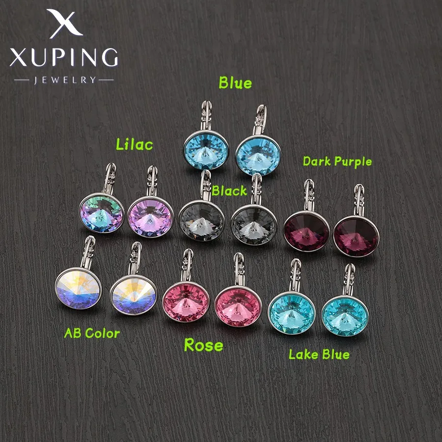 Xuping Jewelry Серьги Elegant 12mm Round Stone Women Girls Hook Crystal Earring Exquisite Gift Party A00622051