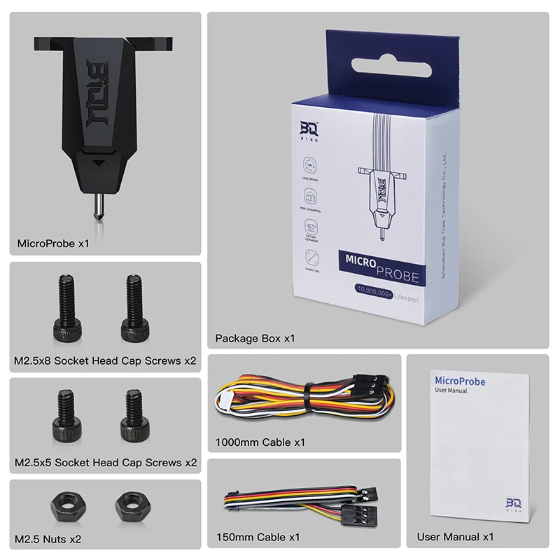 BIGTREETECH MicroProbe Zestaw do automatycznego poziomowania Drukarka 3D Czujnik łóżka Metalowa sonda o wysokiej precyzji Vs BL Touch do wytłaczarki Ender3 Voron