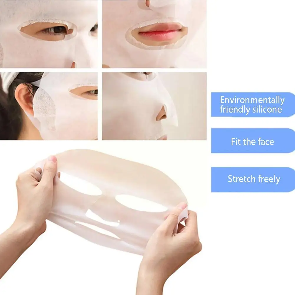 1pc Silicone Face Mask Cover Reusable Moisturizing Firming V Face Gel Anti Lifting Skin Wrinkle Care Sheet Shape Fixed Mask N2A1