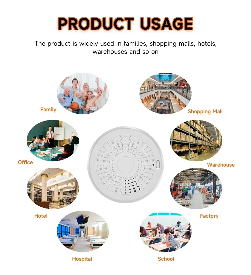 Tuya WiFi 2 في 1 نسخة كاشف غاز أول أكسيد الكربون الدخان النار جهاز إنذار الصوت الاستشعار الذكية CO وكاشف الدخان تطبيق الحياة الذكية
