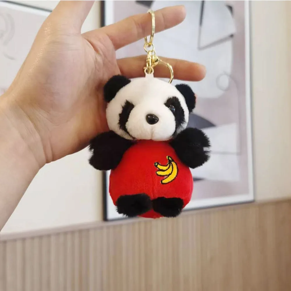 Cute Birthday Gift Tourist Souvenirs Plush Doll Backpack Bag Key Chain Car Pendant Panda Key Ring Chinese Style Trinkets