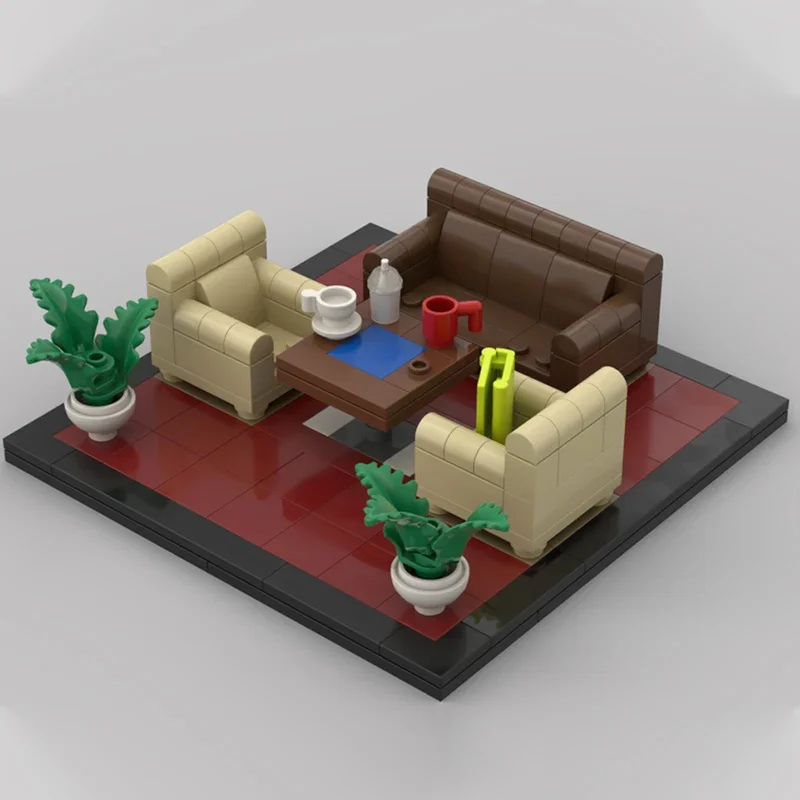 

192 шт. MOC для гостиной, модульная модель интерьера, креативный домашний декор, строительные блоки, сделай сам, сборка, развивающие игрушки, подарок