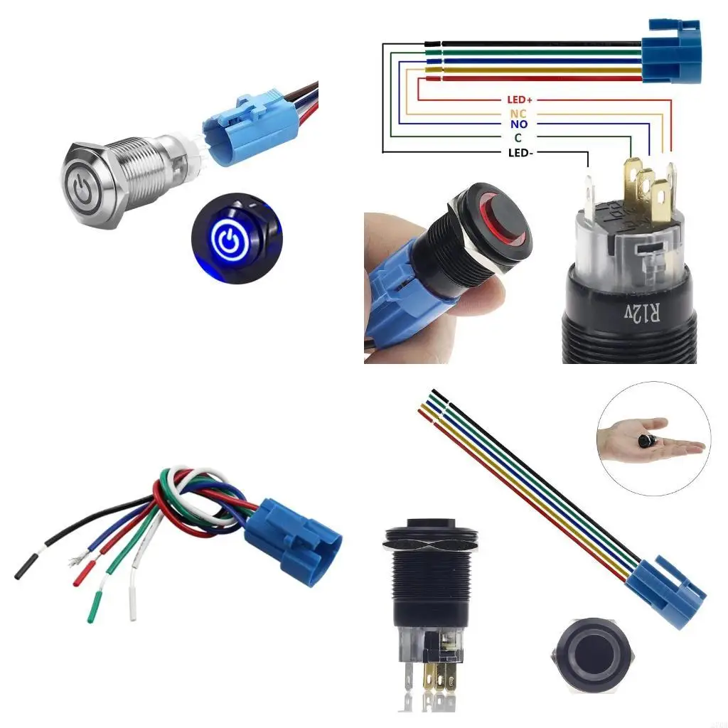  16mm 19mm 22mm 25mm Waterproof Metal Push Button Switch Power Button Flat Symbol