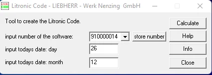 SpecDiag Liebherr Liccon 1 & 2 Day Code Calculator for Service Level 1, 2, 3