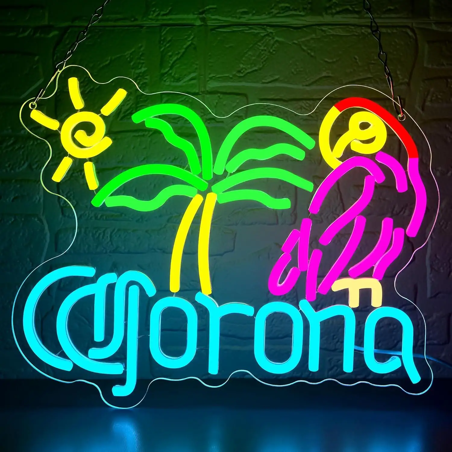 

Parrot Palm Tree Neon Sign USB Dimmable Neon Lights for Man Cave Beer Bar Home Bar Club Restaurant Summer Beach Party Decor
