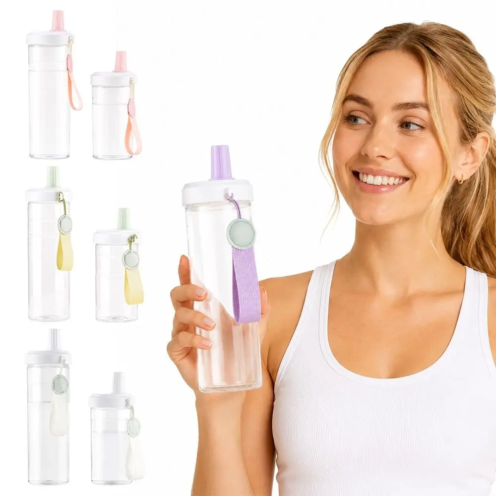 New Plastic Tumbler Straw Water Bottle Silicone Seal Leakproof Milk Tea Cup Detachable Straw Straw Cup School Use