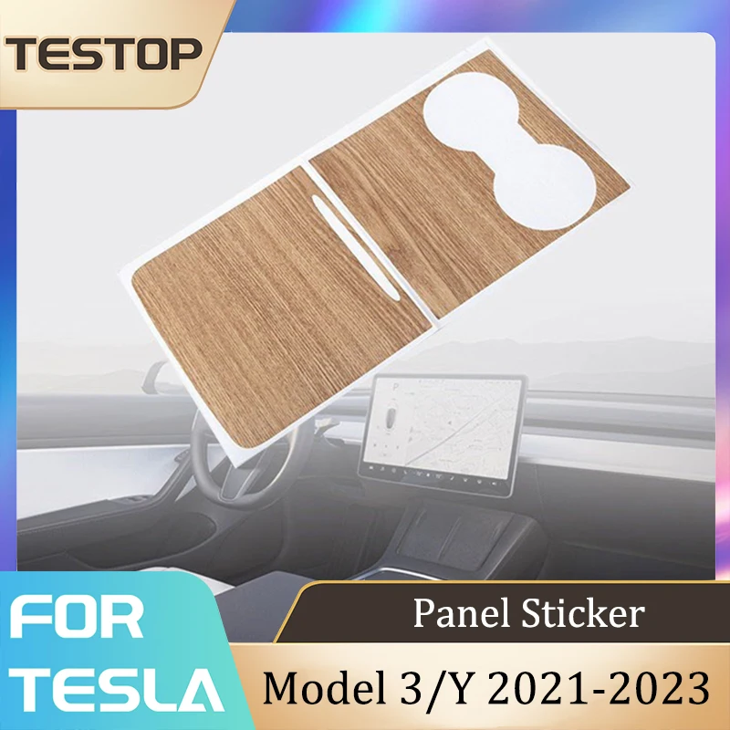 Central Control Panel Sticker For Tesla Model 3/Y 2021-2023 Accessories Wood Grain Center Console Accessories Interior Parts