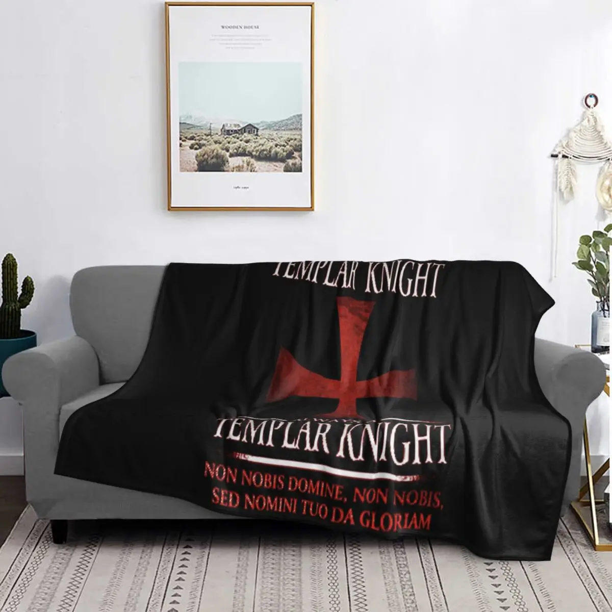 

Knights Templar Flag With Coat Of Arms Medieval Warrior Cross Blanket Flannel Throw Blanket Bedding for Bedroom Picnic Travel