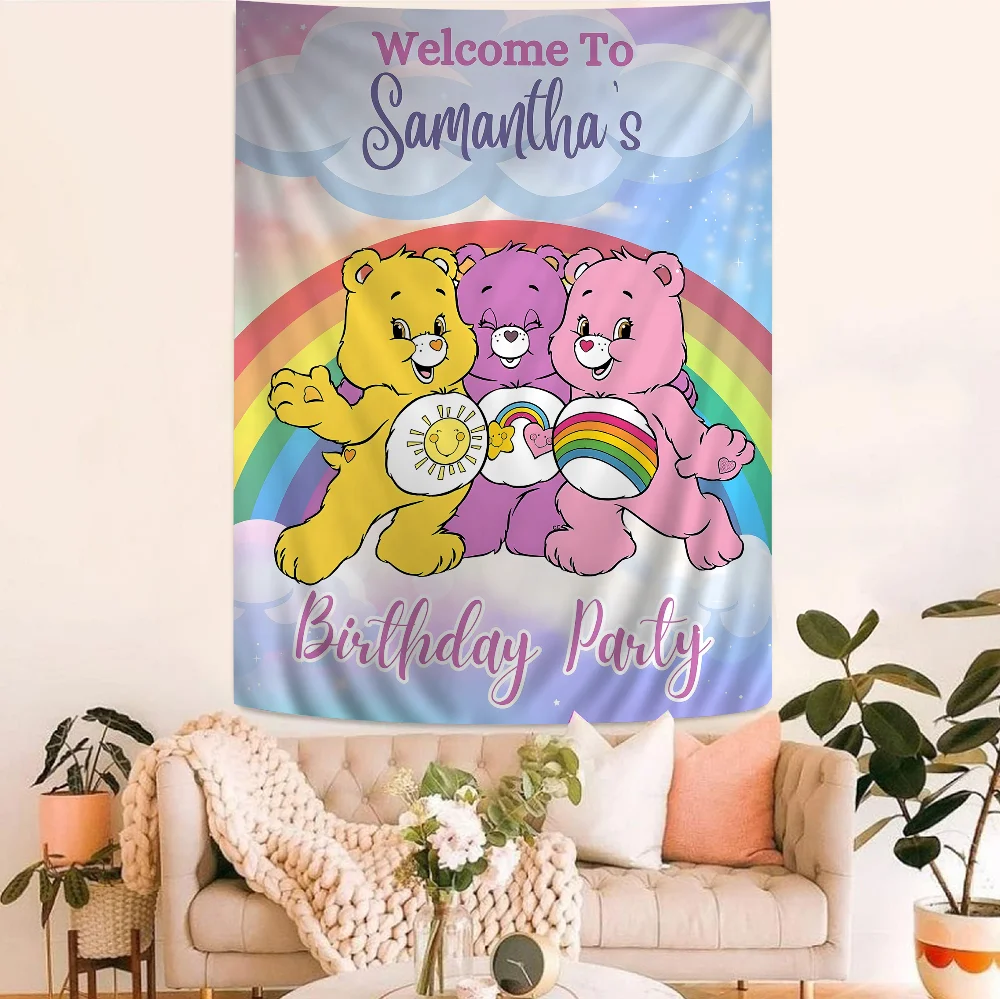 

Anime Tapestry CUTE CARE B-BEA-RES BEARS Hippie Flower Wall Carpets Dorm Decor Cheap Hippie Wall Hanging