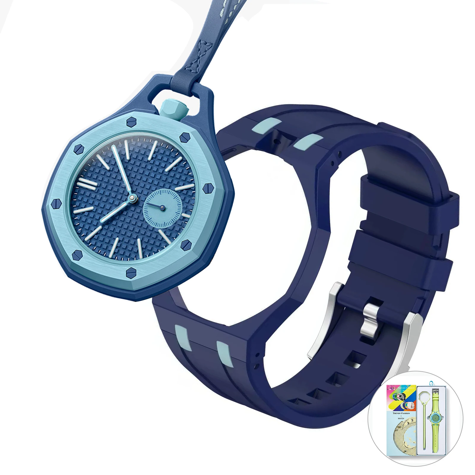 2026 No-Logo Dekorative Abnehmbare Gummiarmband Quarzuhr Innovativer Anhänger Hängende Kollaborations-Taschenuhr Royal Candy Clock