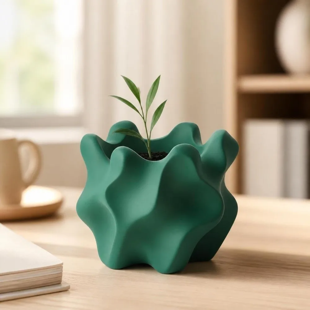 3D Printed Planter Pot Desktop Storage Home Ornaments Irregular Planter Geometric Minimalist Succulent Pot Home Decor