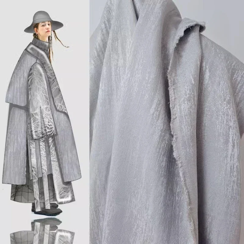 

Silver Gray Irregular Glossy Non Elastic Marble Texture Jacquard Jacket Dress Clothing Fabric