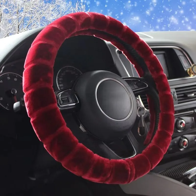 Furry Car Steering Wheel Cover,Soft Winter Warm Plush Car Steering Wheel Cover Universal Steering Wheel Cover