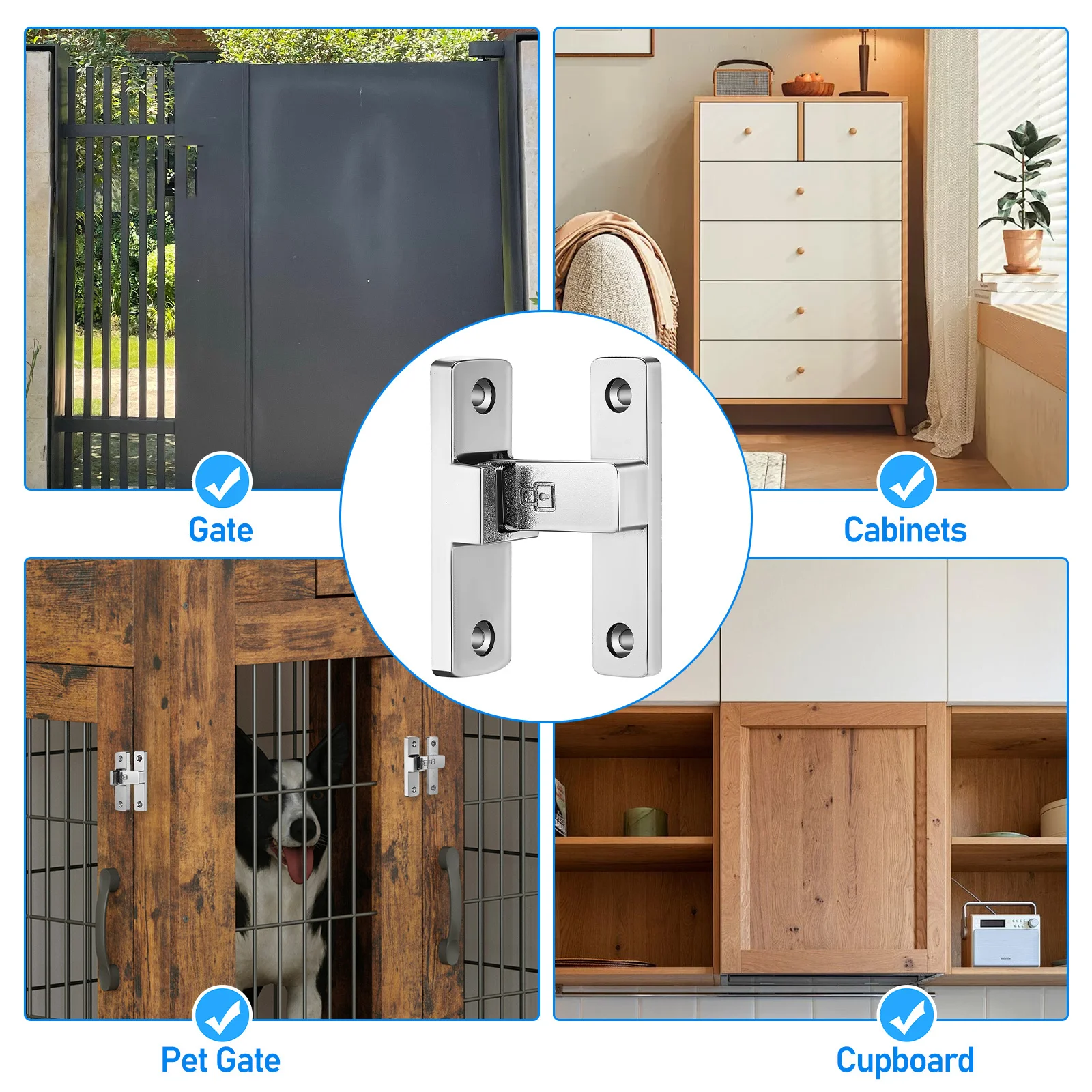 

Flip Gate Lock Zinc Alloy Heavy Duty No Screw Installation Door Latch Shed Door Lock Fence Flip Latch Security Hardware